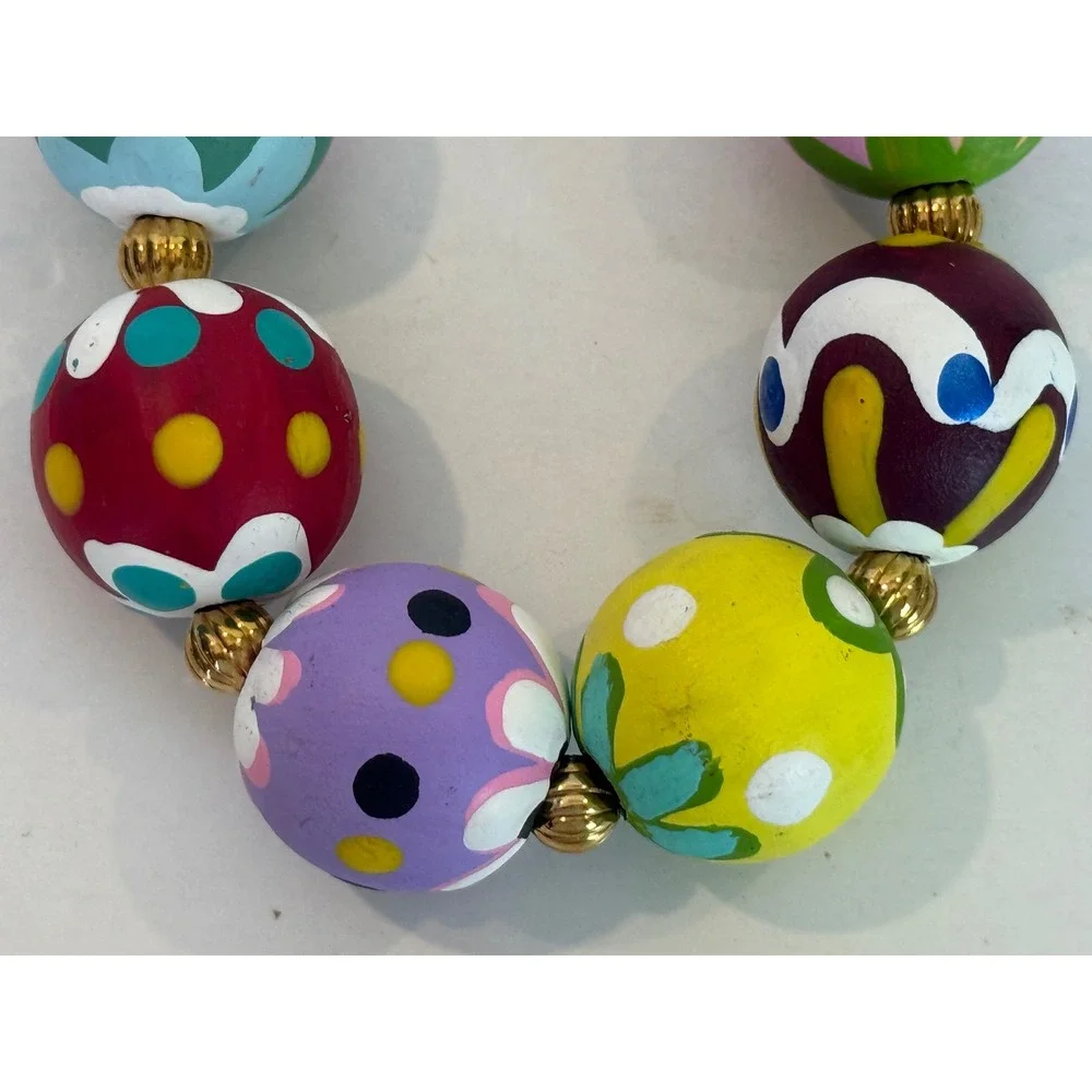 Hand-Painted Decorative Wooden Bead Necklace 21